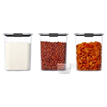 Комплект от 3 теми за килер, прозрачни и запечатани контейнери за съхранение на храна и килер, контейнери за съхранение на храна, кухненски органайзер