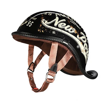 Ретро мотоциклет шлем Мъже/жени половина на лицето Ретро каска Шапка Яхтата Туризъм Мото Мотор Скутер кънки бейзболна шапка